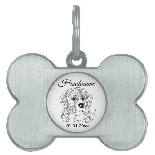 Bernese Mountain Dog Line Art Personalized Tag