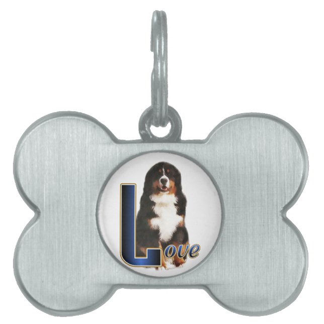 Bernese Mountain Dog Love Pet Name Tag (Front)