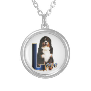Bernese Mountain Dog Love Silver Plated Necklace