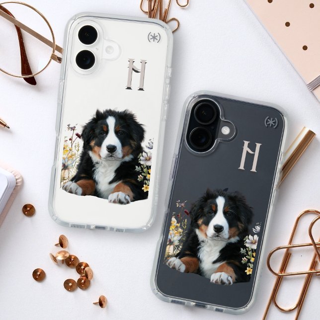 Bernese Mountain Dog Monogram Speck iPhone Case (Creator Uploaded)
