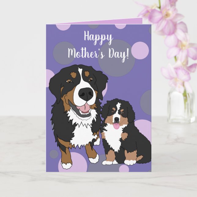 Bernese Mountain Dog Mother’s Day  Card (Orchid)
