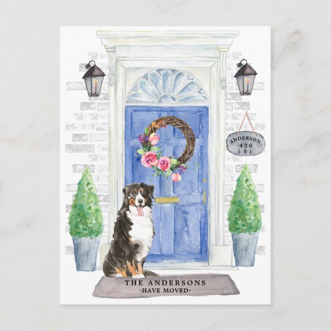 Bernese Mountain Dog Moving Announcement Postcard (Front)