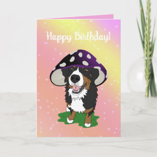 Bernese Mountain Dog Mushroom Cap Letterpress Thank You Card