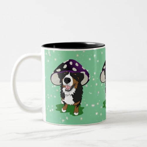 Bernese Mountain Dog Mushroom Cap   Two_Tone Coffee Mug
