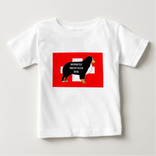 bernese mountain dog name silhouette on flag tan.p baby T-Shirt