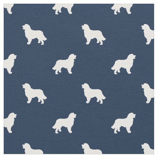 Bernese Mountain Dog navy blue silhouette Fabric