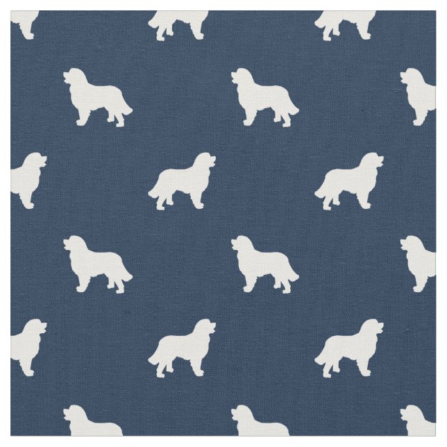 Bernese Mountain Dog navy blue silhouette Fabric (Close Up)