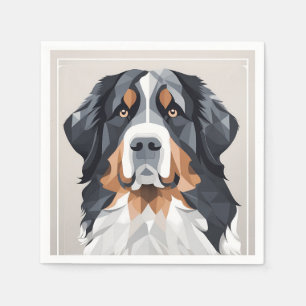 Bernese mountain dog on a gray background napkins