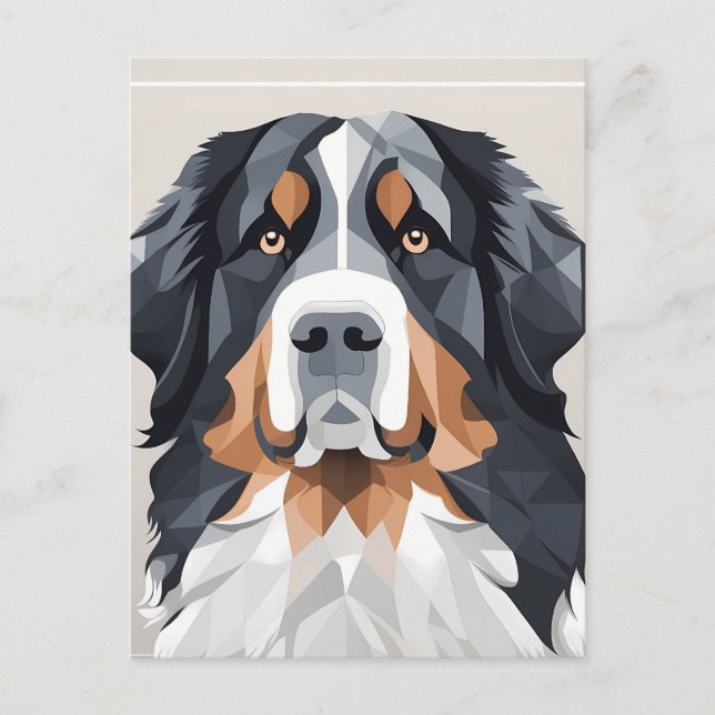 Bernese mountain dog on a gray background postcard (Front)
