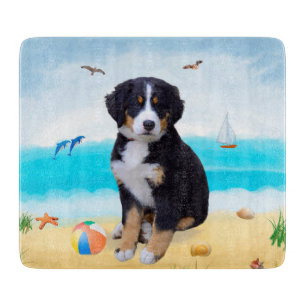 Bernese Mountain Dog on Beach Cutting Board