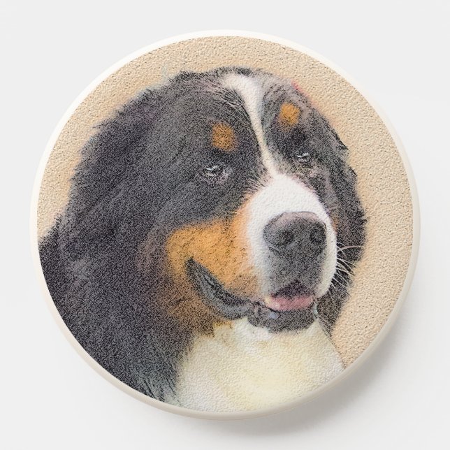 Bernese Mountain Dog Painting - Cute Original Do PopSocket (Popsocket)