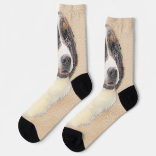 Bernese Mountain Dog Painting - Cute Original Do Socks