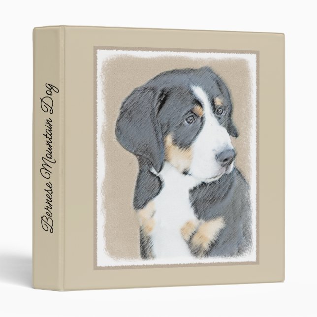 Bernese Mountain Dog Painting - Original Dog Art 3 Ring Binder (Front/Spine)