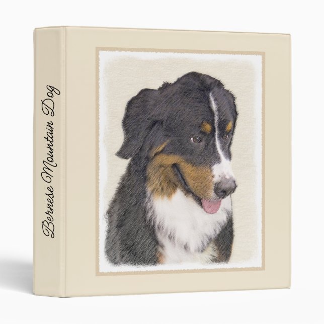 Bernese Mountain Dog Painting - Original Dog Art 3 Ring Binder (Front/Spine)