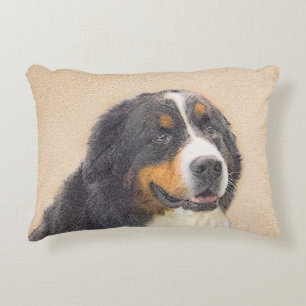 Bernese Mountain Dog Painting - Original Dog Art Accent Pillow