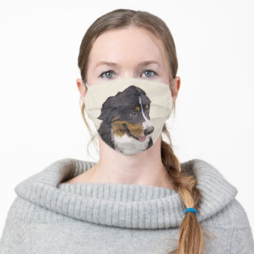 Bernese Mountain Dog Painting _ Original Dog Art Adult Cloth Face Mask