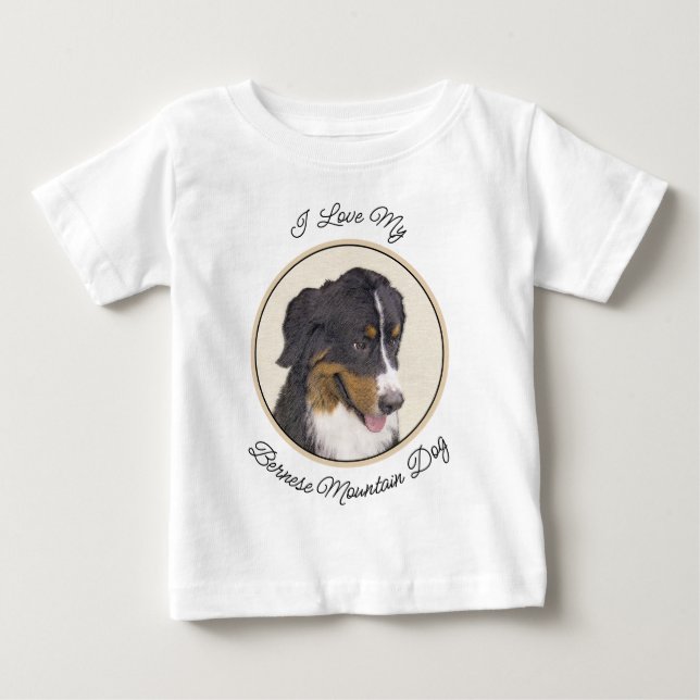 Bernese Mountain Dog Painting - Original Dog Art Baby T-Shirt (Front)