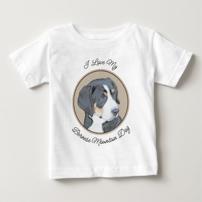 Bernese Mountain Dog Painting - Original Dog Art Baby T-Shirt (Front)
