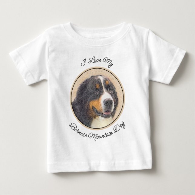 Bernese Mountain Dog Painting - Original Dog Art Baby T-Shirt (Front)