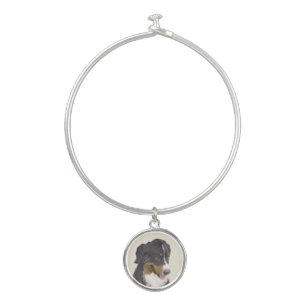 Bernese Mountain Dog Painting - Original Dog Art Bangle Bracelet