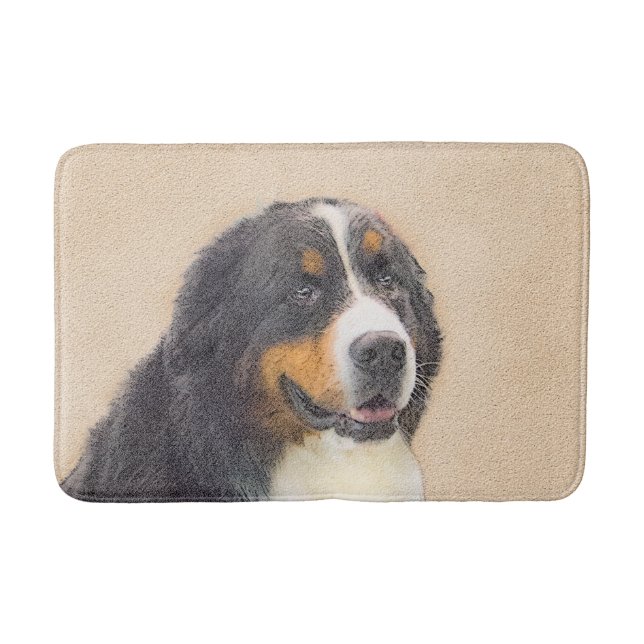 Bernese Mountain Dog Painting - Original Dog Art Bath Mat (Front)