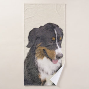 Bernese Mountain Dog Painting - Original Dog Art Bath Towel Set