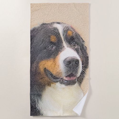 Bernese Mountain Dog Painting _ Original Dog Art Beach Towel