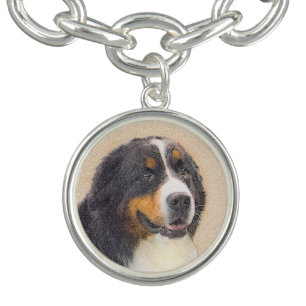 Bernese Mountain Dog Painting - Original Dog Art Bracelet