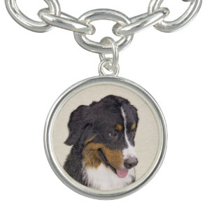 Bernese Mountain Dog Painting - Original Dog Art Bracelet