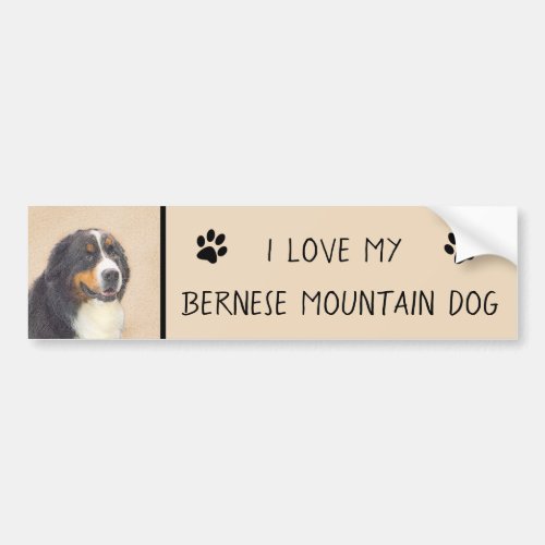 Bernese Mountain Dog Painting _ Original Dog Art Bumper Sticker