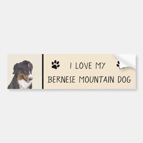 Bernese Mountain Dog Painting _ Original Dog Art Bumper Sticker