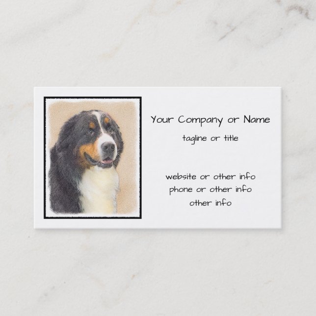 Bernese Mountain Dog Painting - Original Dog Art Business Card (Front)