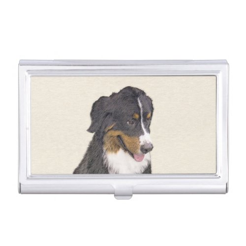 Bernese Mountain Dog Painting _ Original Dog Art Business Card Case