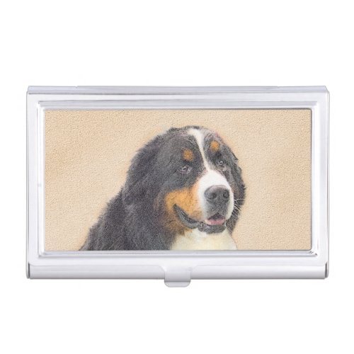 Bernese Mountain Dog Painting _ Original Dog Art Business Card Holder