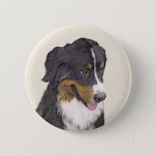 Bernese Mountain Dog Painting _ Original Dog Art Button