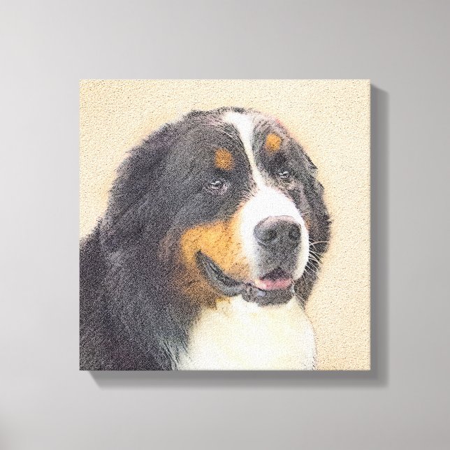 Bernese Mountain Dog Painting - Original Dog Art Canvas Print (Front)