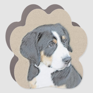 Bernese Mountain Dog Painting - Original Dog Art Car Magnet