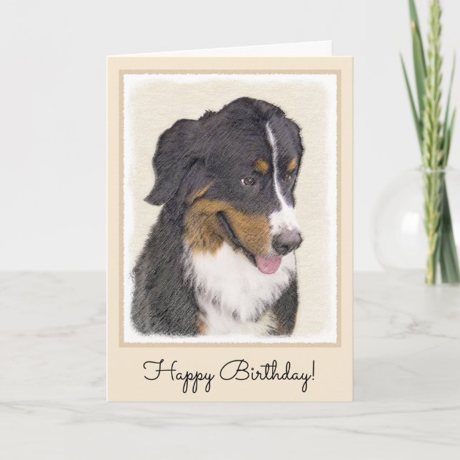Bernese Mountain Dog Painting - Original Dog Art Card (Front)