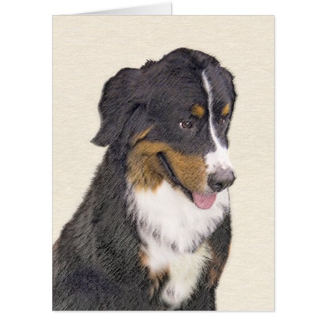 Bernese Mountain Dog Painting - Original Dog Art Card (Front)