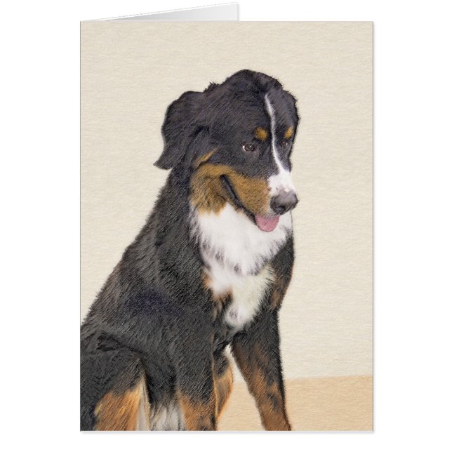 Bernese Mountain Dog Painting - Original Dog Art Cards (Front)