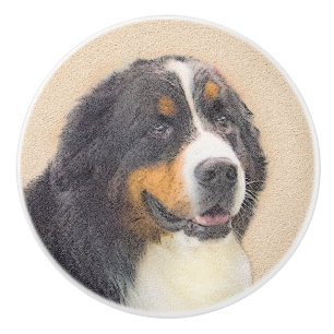 Bernese Mountain Dog Painting - Original Dog Art Ceramic Knob