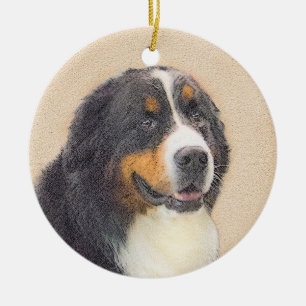 Bernese Mountain Dog Painting - Original Dog Art Ceramic Ornament