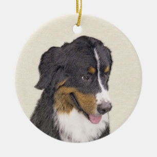Bernese Mountain Dog Painting - Original Dog Art Ceramic Ornament