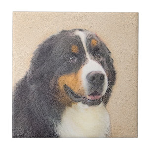 Bernese Mountain Dog Painting - Original Dog Art Ceramic Tile
