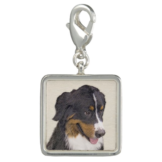 Bernese Mountain Dog Painting - Original Dog Art Charm (Front)