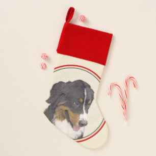 Bernese Mountain Dog Painting - Original Dog Art Christmas Stocking