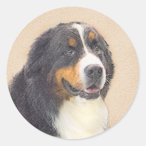 Bernese Mountain Dog Painting _ Original Dog Art Classic Round Sticker