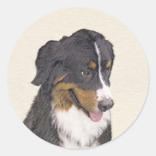 Bernese Mountain Dog Painting _ Original Dog Art Classic Round Sticker