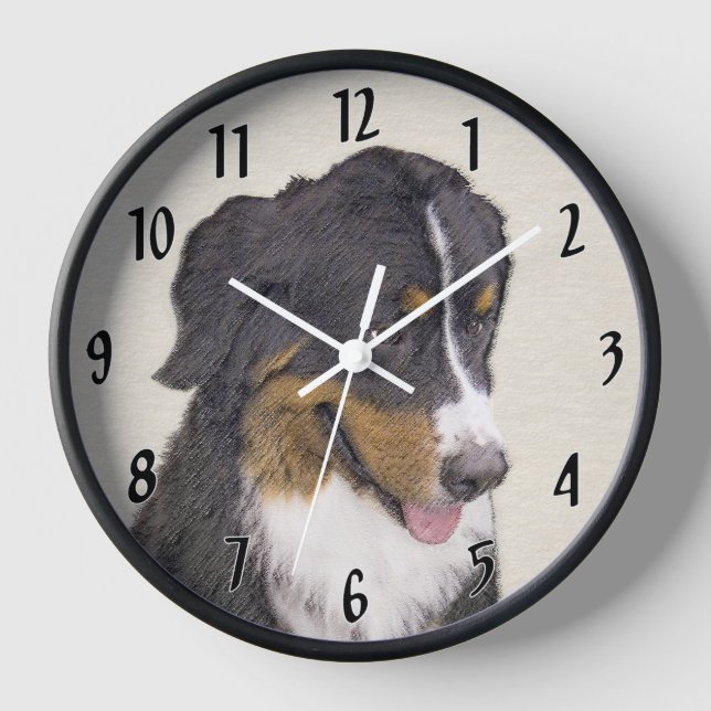 Bernese Mountain Dog Painting - Original Dog Art Clock (Front)