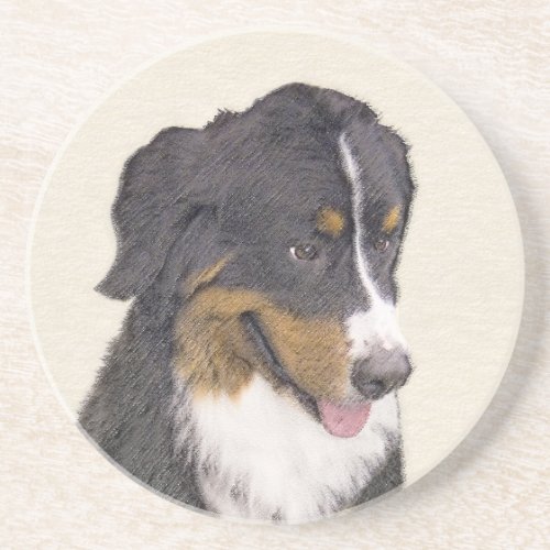 Bernese Mountain Dog Painting _ Original Dog Art Coaster
